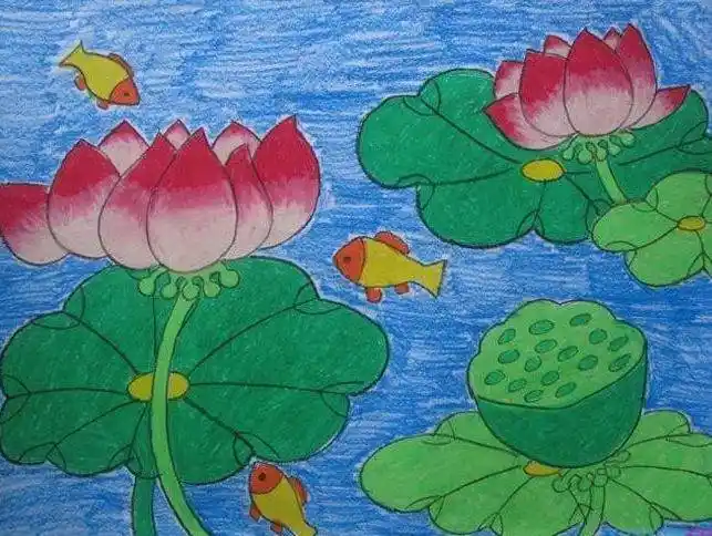 荷花儿童画 荷花儿童画图片大全