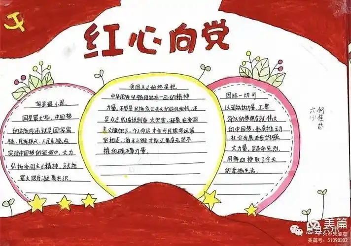 童心向党筑梦成长红色手抄报作品展览第三期息县第六小学开展红心向党