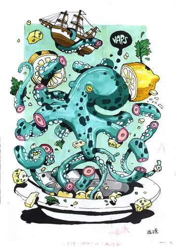 视觉传达设计手绘作品黑白装饰画手绘作品海报手绘作品