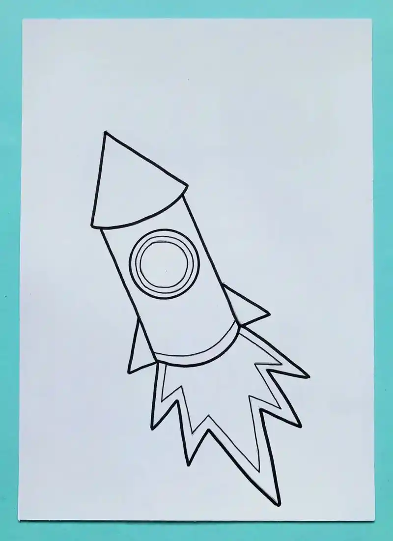 火箭简笔画.超简单的火箭简笔画,小朋友们一起来画画吧!#图文 - 抖音