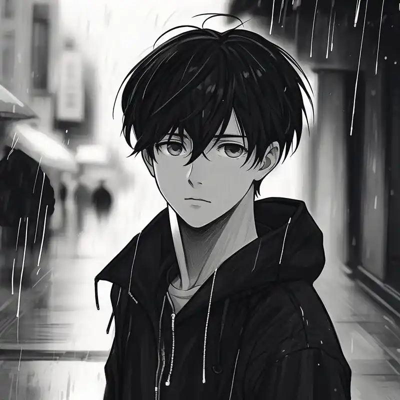 黑白素描男生头像,孤独感拉满94