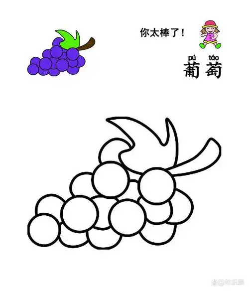 儿童蔬菜花卉涂色画