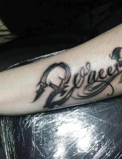 花体英文_纹身图案手稿图片_左轮的纹身作品集