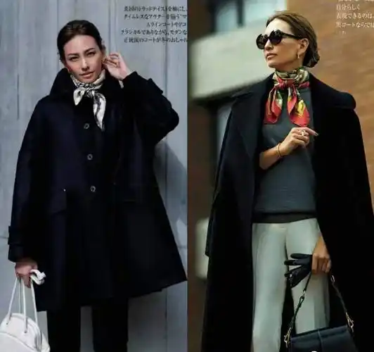 一件"黑色大衣",4种搭配方法,高级优雅很迷人_外套_丝巾_显得