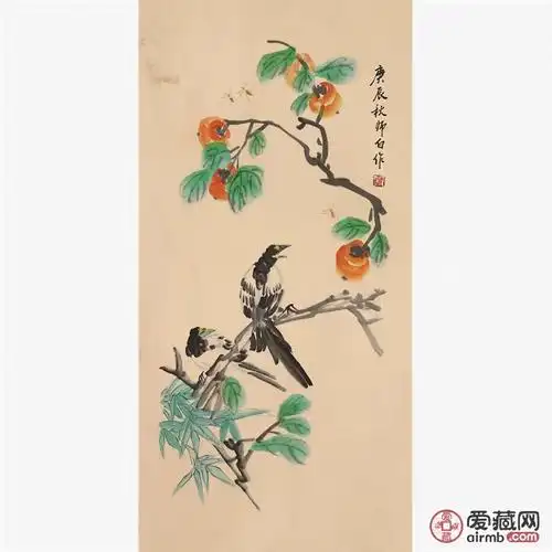 娄师白字画手绘三尺竖幅写意花鸟事事如意国画