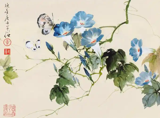 牵牛花立轴设色纸本