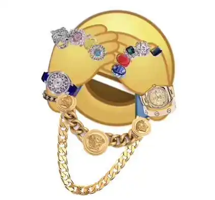 emoji戴手表金链子捂脸哭笑不得-表情包大全-聊天图片表情emoji戴手表