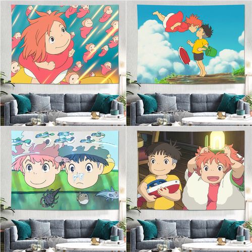 宫崎骏波妞宗介背景布ins风挂布宿舍布置房间墙布悬崖上的金鱼姬