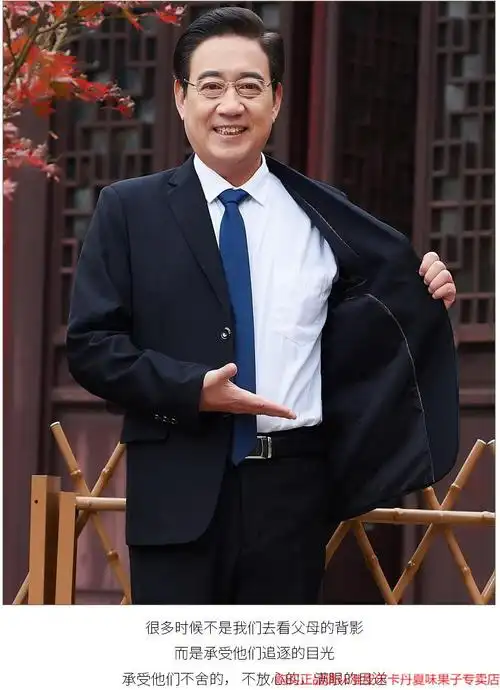 皮尔卡丹儒雅绅士针爸爸西装套装男职业正装礼服婚礼父亲中老年人宽松