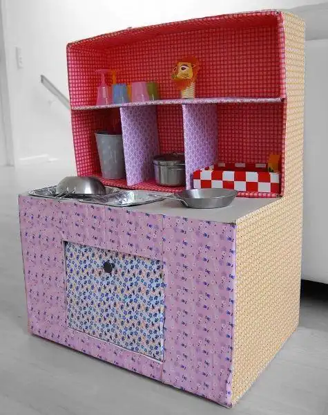 纸箱做的娃娃家,自制豪华全套家具来袭!双11的纸箱有用了