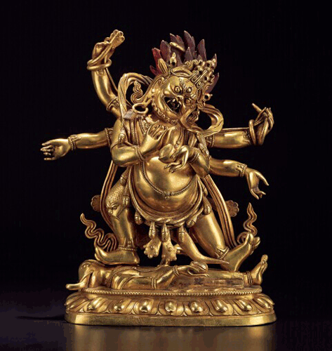 六臂明王 18世纪 铜鎏金 高24厘米