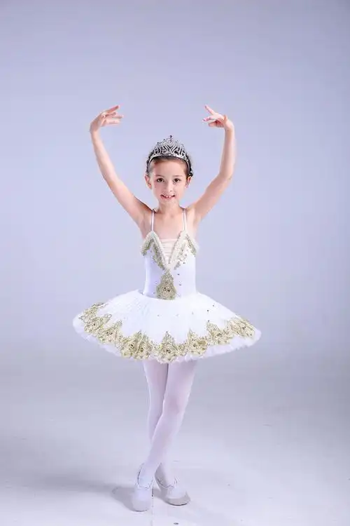 芭蕾舞裙女童小天鹅舞演出服比赛表演服装吊带亮片儿童纱裙蓬蓬裙