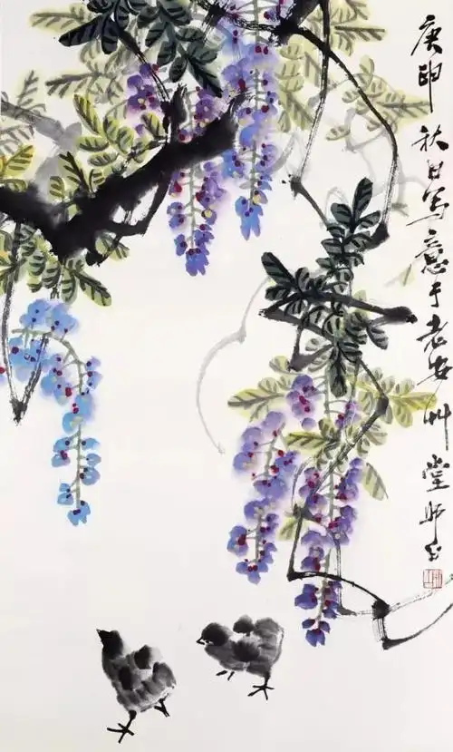 娄师白画紫藤,美丽心情!