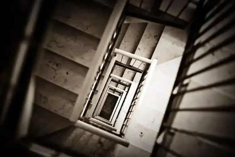 无人,家,栏杆,横图,俯视,阶调图片,室内,白天,光晕,别墅,楼梯,扶手