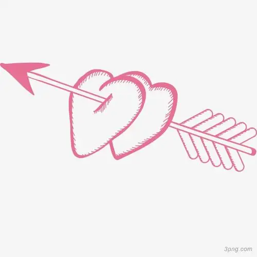 情人节手绘一箭穿心矢量图png素材透明免抠图片-节日元素