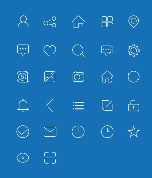 白色线性的手机app后台小图标集素材