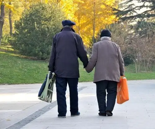 求一张两个老人手挽手一起走的照片,急!