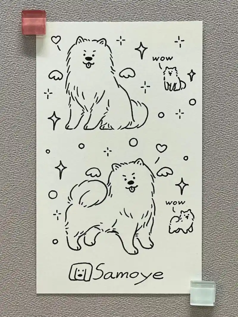 98狗狗简笔画100-26|萨摩耶 狗狗简笔画第26弹!