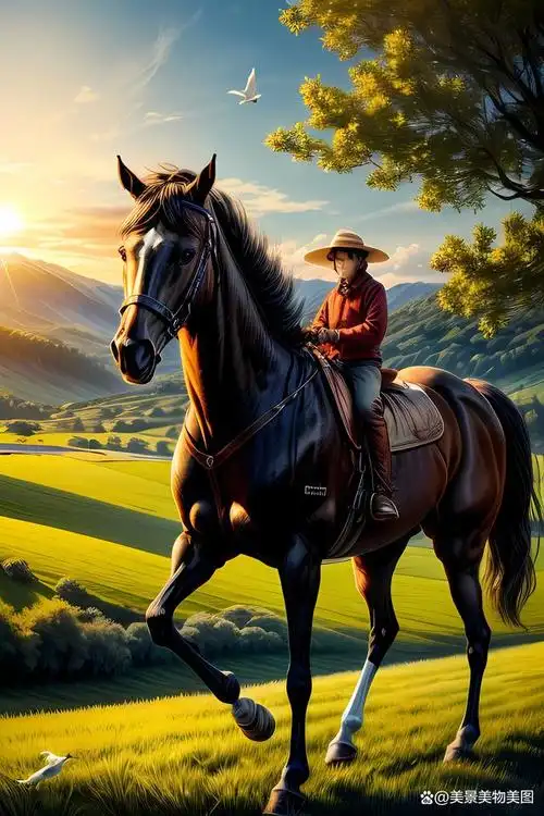 草原中,美丽的骏马