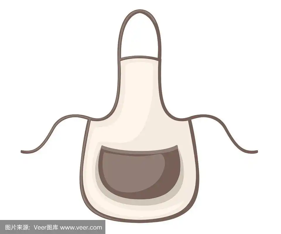 白色和棕色的厨房围裙.卡通平面风格插图孤立的白色背景