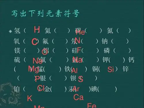 新人教版九年级化学第四单元课题3水的组成件ppt 写出下列元素符号