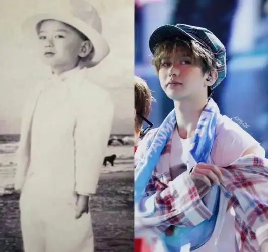 何炅蔡徐坤合影旧照