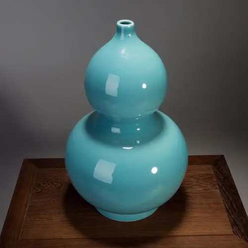 天青釉葫芦瓶 江西省陶瓷工艺美术大师作