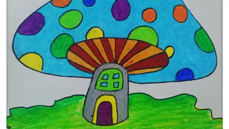 油画棒儿童画,来画一朵漂亮又好吃的大蘑菇!