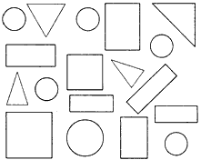 (1)数一数,圆形有( )个,三角形有( )个,正方形有