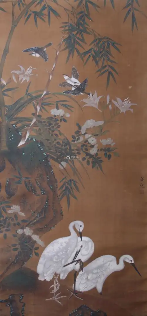 吕纪明代花鸟绢本设色立轴