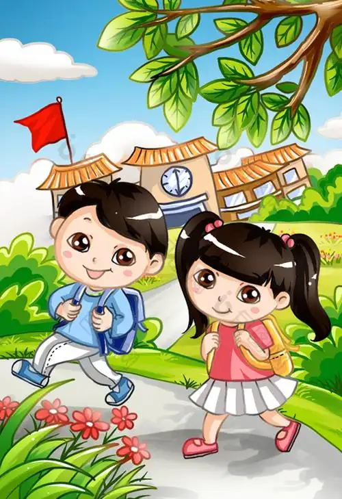 上学啦形象插画图片