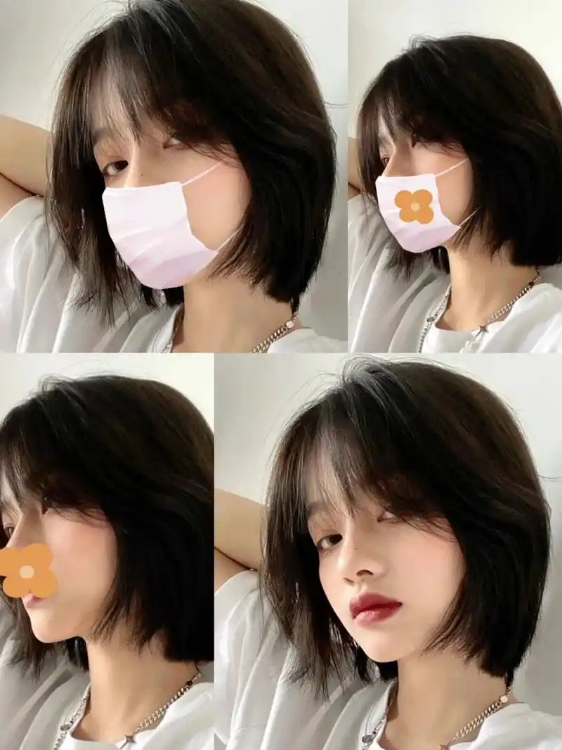 98日系短发,适合长脸圆脸的短发发型 短发搭配减龄法式刘海 修饰