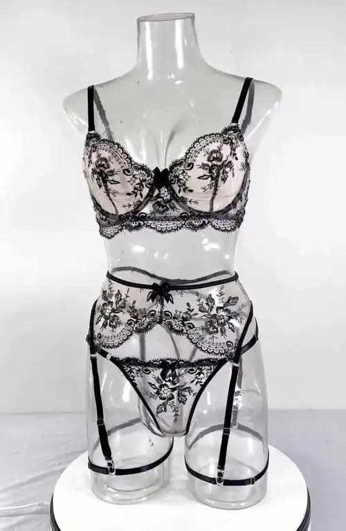 卡嘉诺跨境欧美新款情趣内衣女性感刺绣透视诱惑带镂空情趣套装女