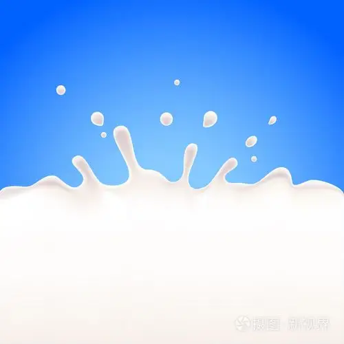 牛奶溅上蓝色背景矢量