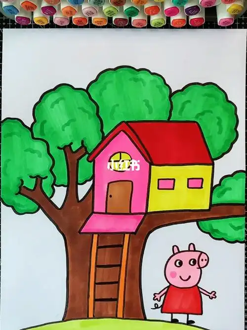 教孩子画树屋