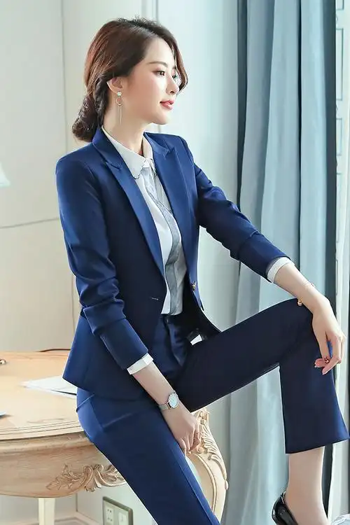 装女装套装女2019新款白领通勤时尚气质修身西服商务面试正装工作服