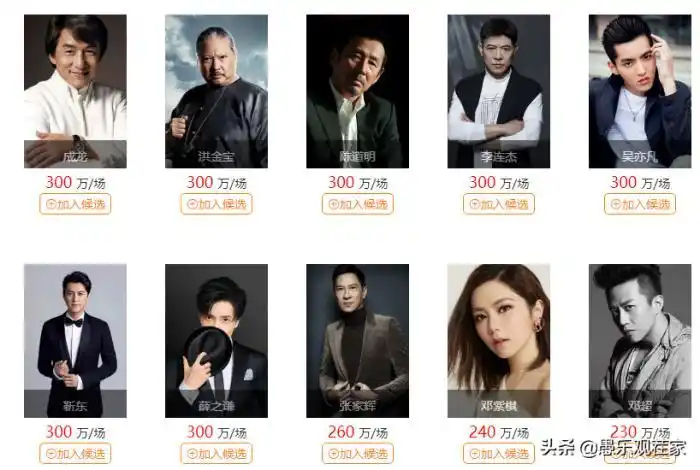 明星出场费价格表明星商演价目表疑曝光