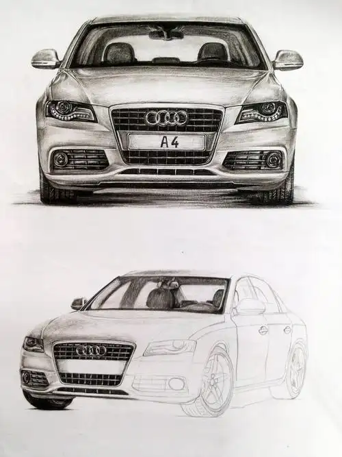 手绘汽车/工业设计/奥迪