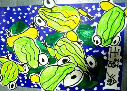 3-4岁儿童作品——综合《小青蛙》 - 蒙克绘画空间 - 高老师的博客