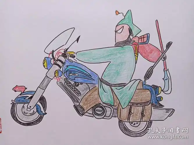 关云长千里走单骑彩铅画2018年