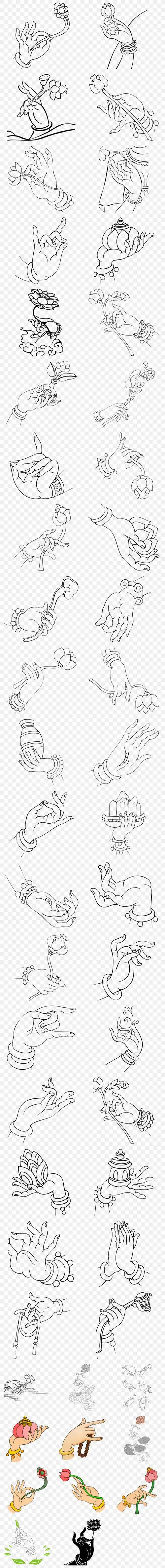 大全黑白手绘佛教手势佛教手势禅意素材佛教文化佛手手捏模版观音莲花