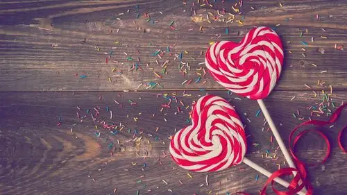 爱心棒棒糖,糖果 桌布 - 1600x900
