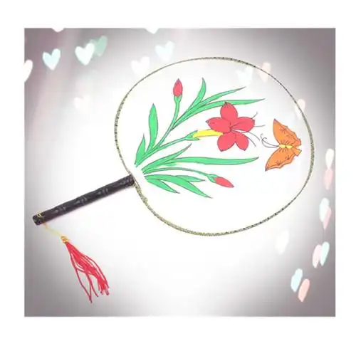 儿童白色手工圆扇子绘画扇画画手绘扇面画宫扇空白团扇diy材料包