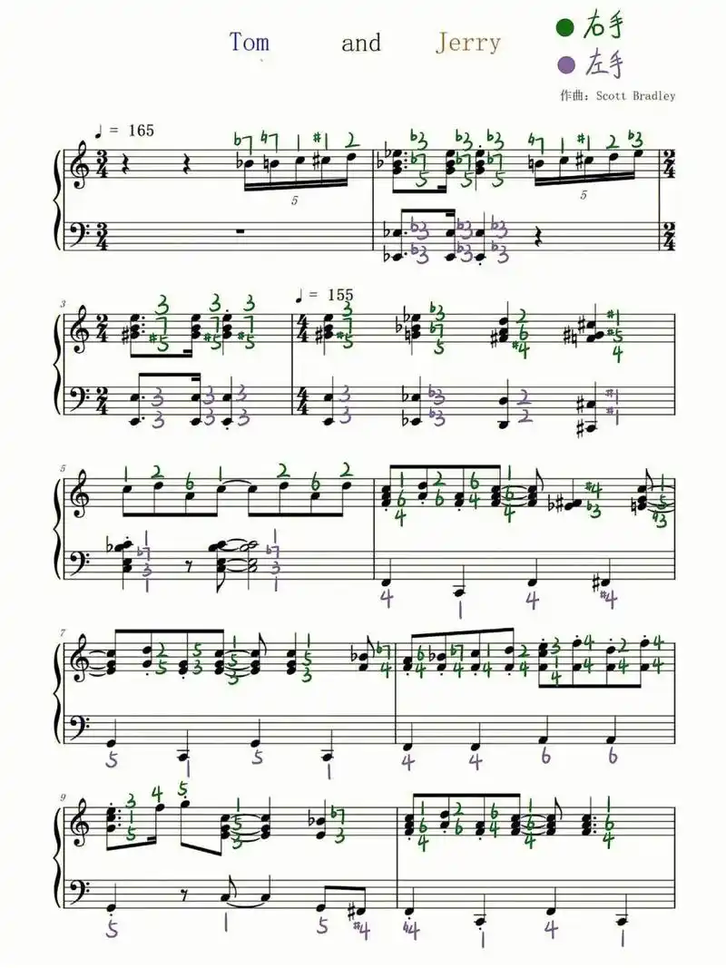 动漫|《猫和老鼠主题曲》钢琴谱双手简谱06||| - 抖音