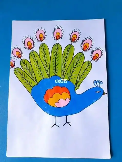 简笔画用手掌画孔雀
