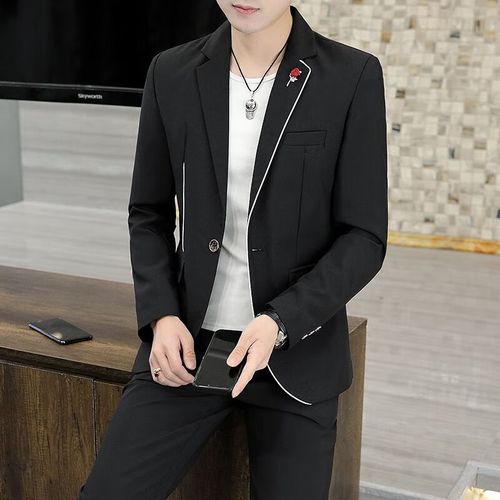 禾纾30岁男装搭配成熟全套秋季新款长袖西服套装男修身格子百搭薄款小