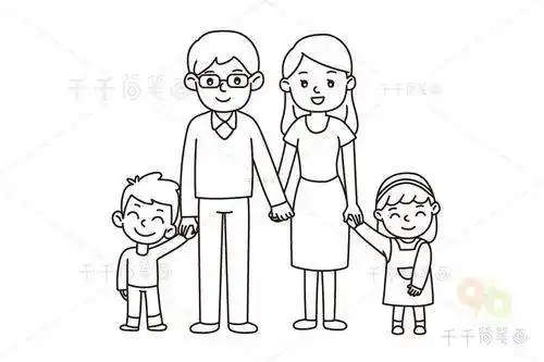 全家福照片简笔画 全家福画法简单又好看