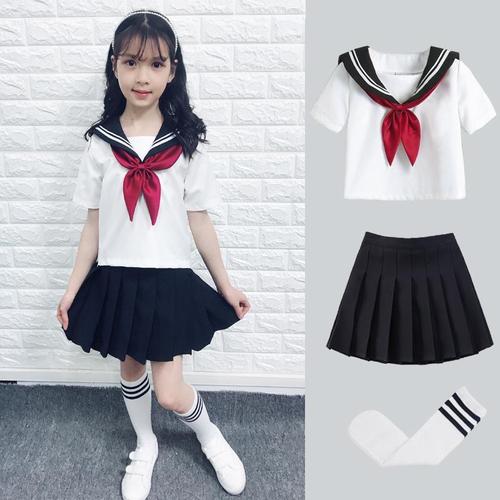 2020女童宝宝水手服中大童演出小学生儿童jk制服裙男女童校服套装