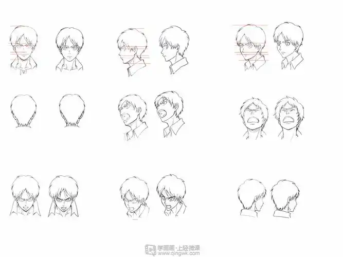 动漫人体魔鬼特训角色头部多角度绘画练习