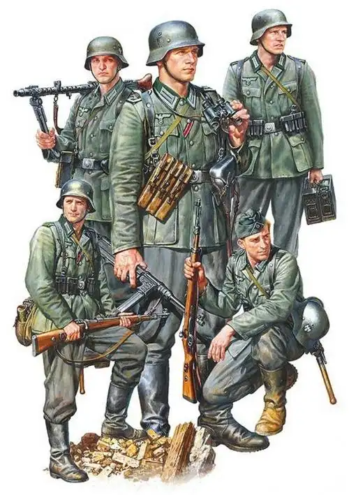 画家还原的二战德军群像军服最帅气装备最精良
